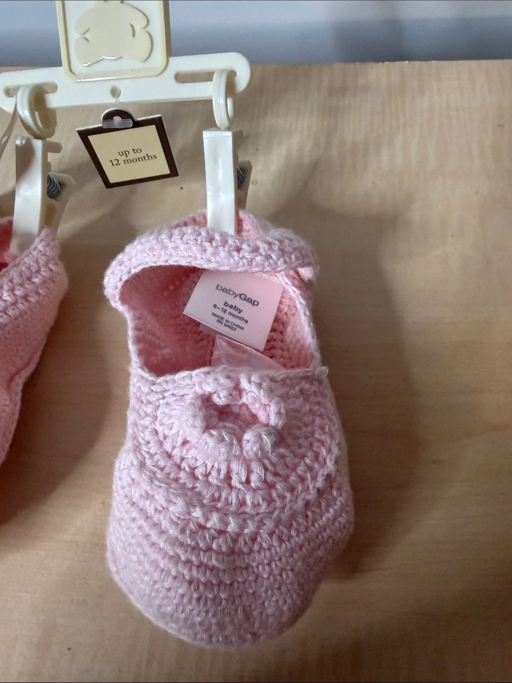 GAP Pink Crochet Mary Jane Baby Booties